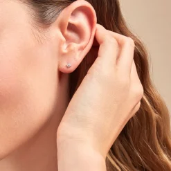 Boucles D'oreilles Puces Semira Argent Blanc Oxyde De Zirconium