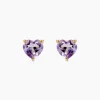 Boucles D'oreilles Puces Salona Or Jaune Amethyste Violet