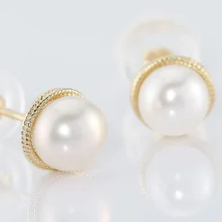 Boucles D'oreilles Puces Siera Or Jaune Perle De Culture