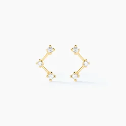 Boucles D'oreilles Puces Sterre Or Jaune Oxyde De Zirconium