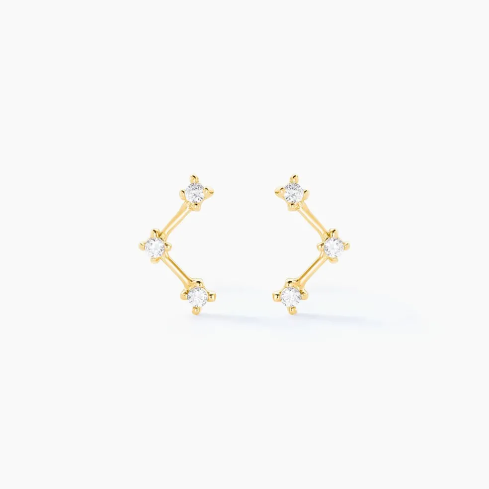 Boucles D'oreilles Puces Sterre Or Jaune Oxyde De Zirconium