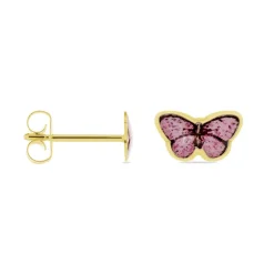 Boucles D'oreilles Puces Sulivia Papillon Or Jaune