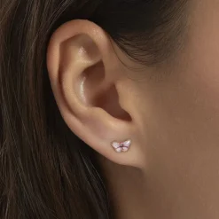 Boucles D'oreilles Puces Sulivia Papillon Or Jaune