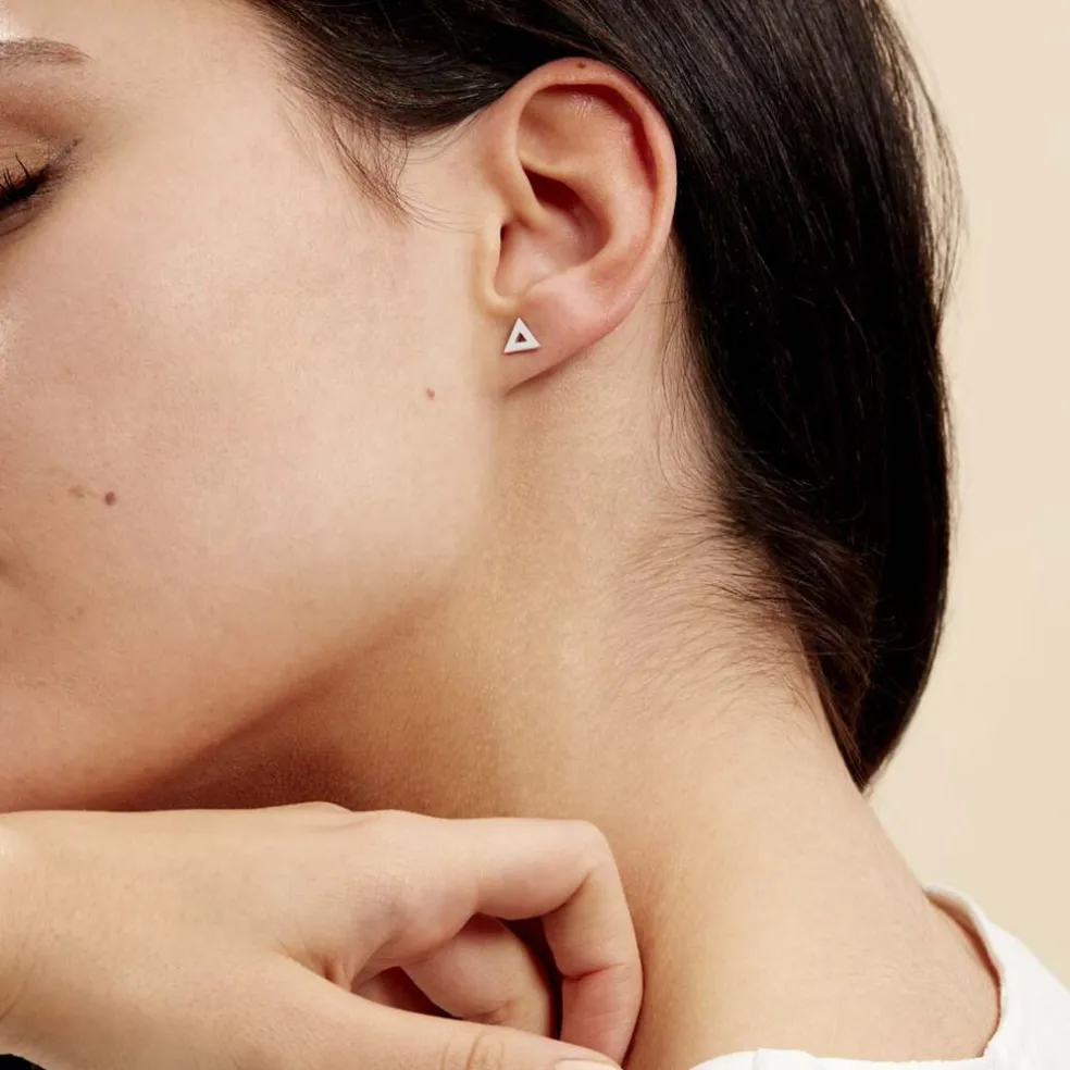 Boucles D'oreilles Puces Severine Argent Blanc