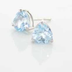 Boucles D'oreilles Puces Salona Or Blanc Topaze