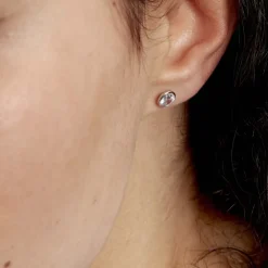 Boucles D'oreilles Puces Salona Or Blanc Topaze