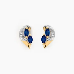 Boucles D'oreilles Puces Sakina Or Jaune Saphir Et Diamant Et Divers