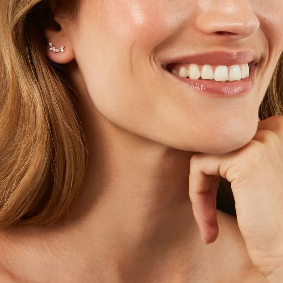 Boucles D'Oreilles Puces Sparkle Or Jaune Oxyde De Zirconium