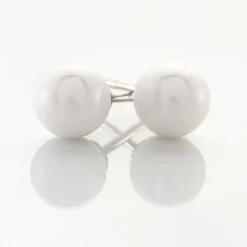 Boucles D'oreilles Puces Solene Argent Blanc Céramique