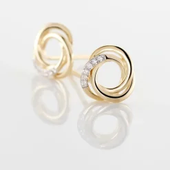 Boucles D'oreilles Puces Syrena Or Jaune Diamant