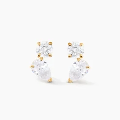 Boucles D'oreilles Puces Shiny Garden Or Jaune Oxyde De Zirconium