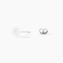 Boucles D'oreilles Puces Solene Argent Blanc Céramique