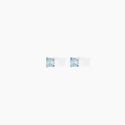 Boucles D'oreilles Puces Tehora Argent Blanc Verre