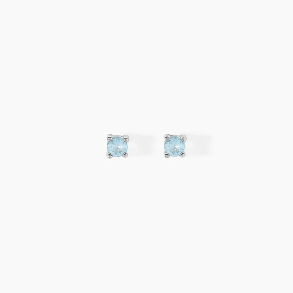 Boucles D'oreilles Puces Tehora Argent Blanc Verre