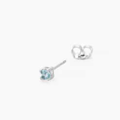 Boucles D'oreilles Puces Tehora Argent Blanc Verre