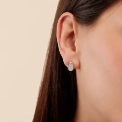 Boucles D'oreilles Puces Tahina Or Jaune Nacre Diamant