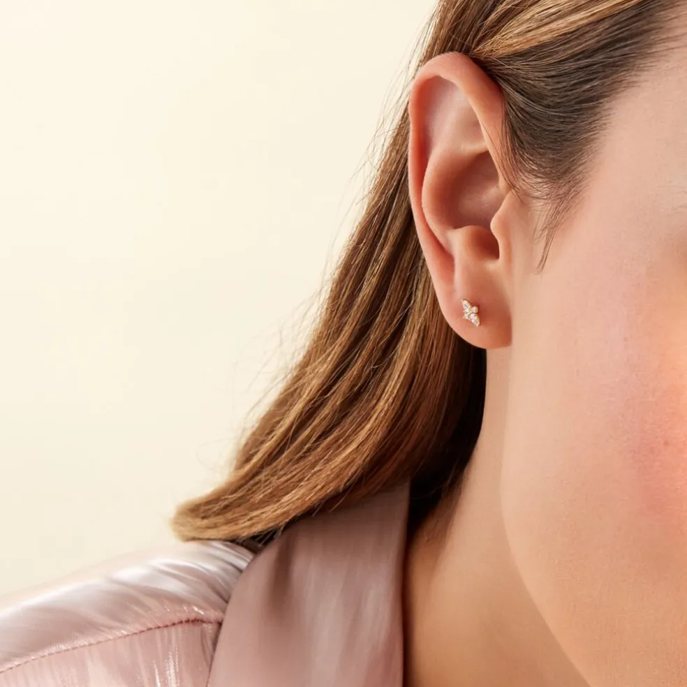 Boucles D'oreilles Puces Titty Or Jaune Oxyde De Zirconium