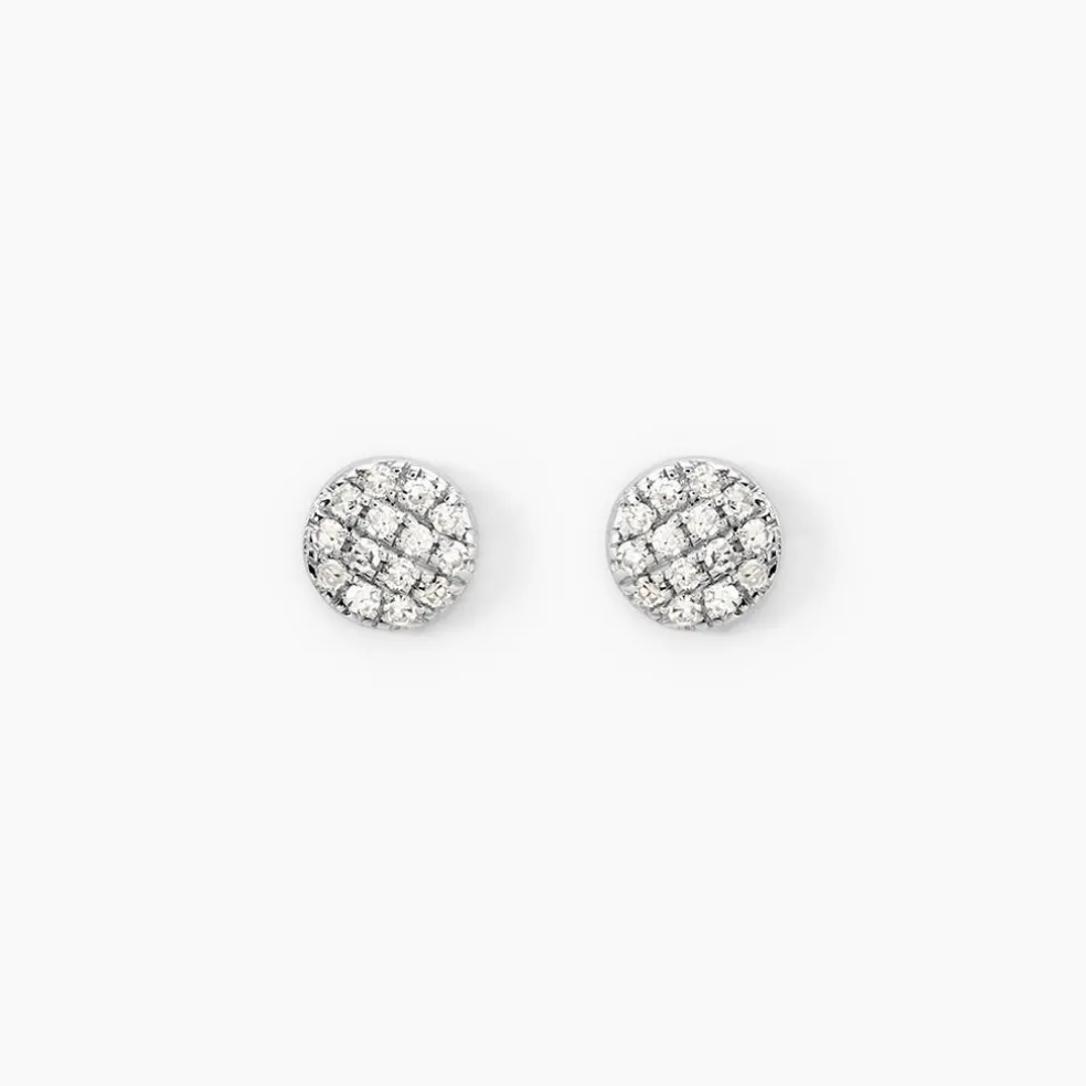 Boucles D'oreilles Puces Teani Or Blanc Diamant