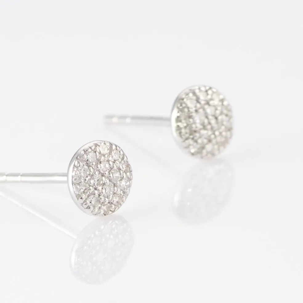 Boucles D'oreilles Puces Teani Or Blanc Diamant