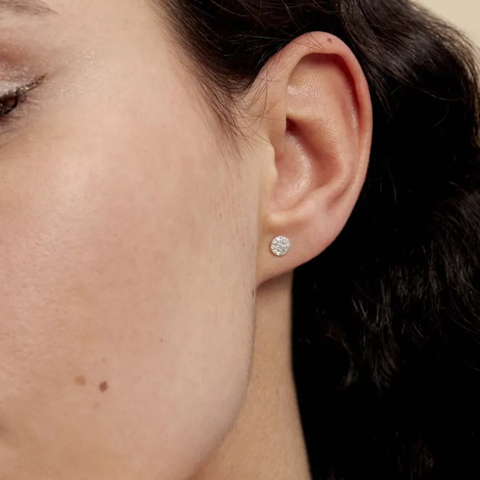 Boucles D'oreilles Puces Teani Or Blanc Diamant