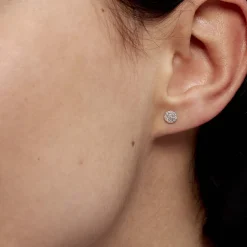 Boucles D'oreilles Puces Teani Or Blanc Diamant