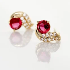 Boucles D'oreilles Puces Tyana Plaqué Or Jaune Oxyde De Zirconium