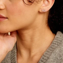 Boucles D'oreilles Puces Tiara Or Jaune Oxyde De Zirconium