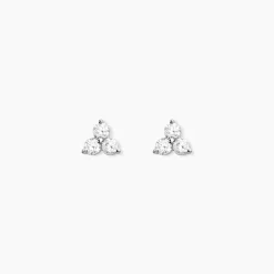 Boucles D'oreilles Puces Thylane Argent Blanc Oxyde De Zirconium
