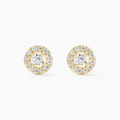 Boucles D'oreilles Puces Tahera Or Jaune Oxyde De Zirconium