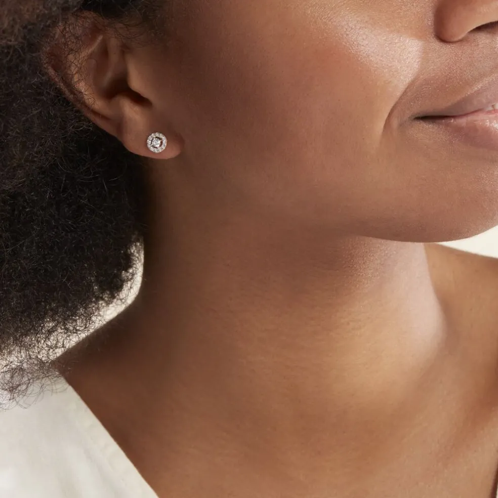 Boucles D'oreilles Puces Tahera Or Jaune Oxyde De Zirconium