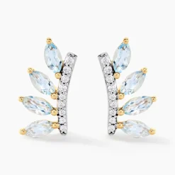 Boucles D'oreilles Puces Tiara Or Jaune Topaze Oxyde De Zirconium