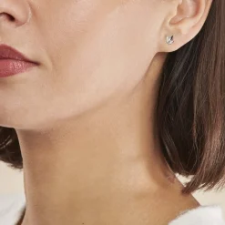 Boucles D'oreilles Puces Tihana Argent Blanc Oxyde De Zirconium