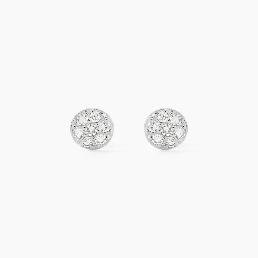 Boucles D'oreilles Puces Teani Or Blanc Diamant