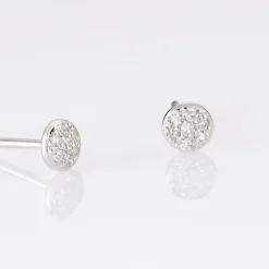 Boucles D'oreilles Puces Teani Or Blanc Diamant