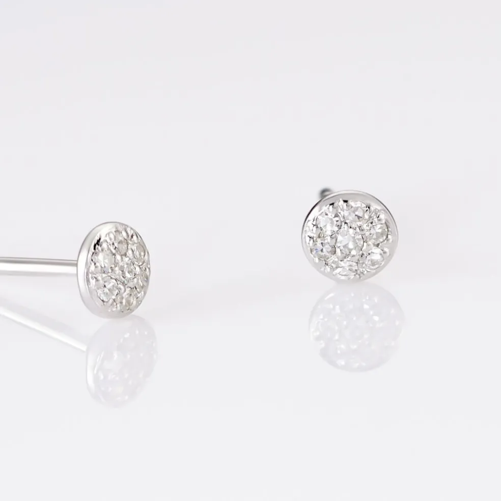 Boucles D'oreilles Puces Teani Or Blanc Diamant