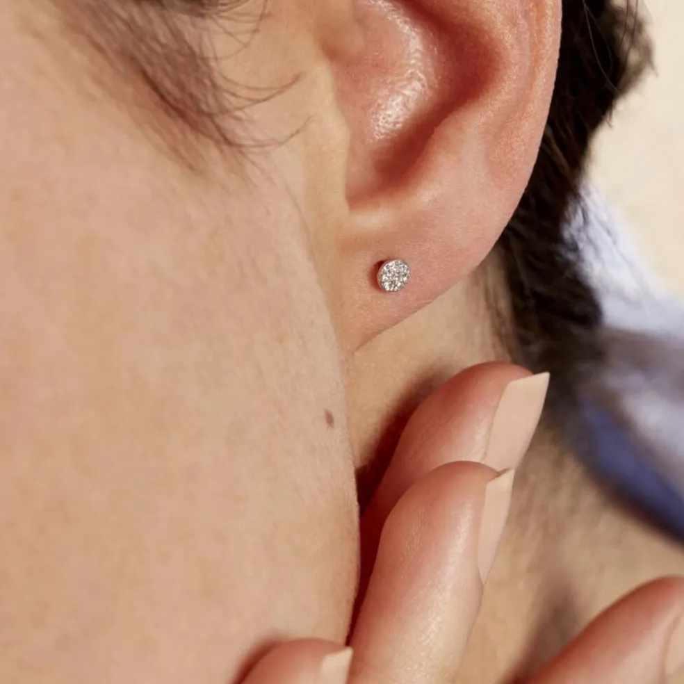 Boucles D'oreilles Puces Teani Or Blanc Diamant