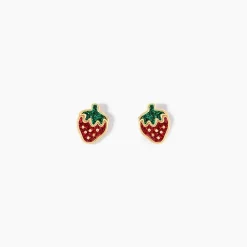 Boucles D'oreilles Puces Tharia Fraise Or Jaune