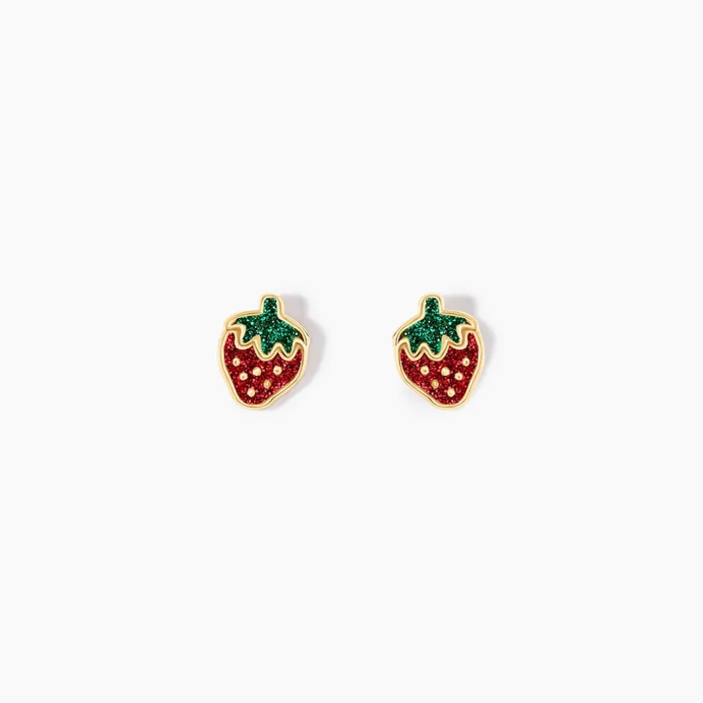 Boucles D'oreilles Puces Tharia Fraise Or Jaune
