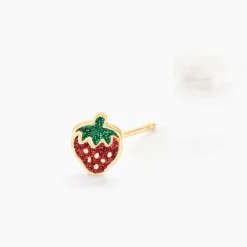 Boucles D'oreilles Puces Tharia Fraise Or Jaune
