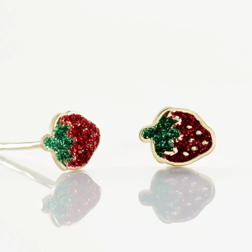 Boucles D'oreilles Puces Tharia Fraise Or Jaune