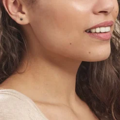 Boucles D'oreilles Puces Teani Or Blanc Diamant