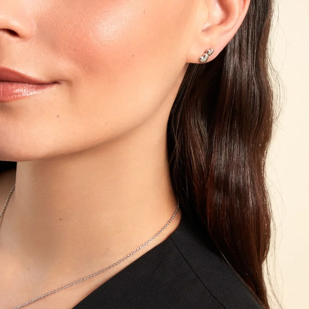 Boucles D'oreilles Puces Te Amo Argent Blanc