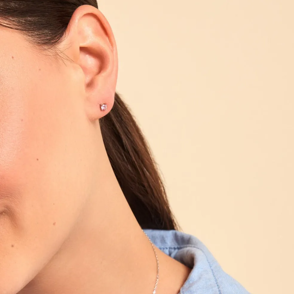 Boucles D'oreilles Puces Tehora Argent Blanc Oxyde De Zirconium