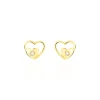 Boucles D'oreilles Puces Terentille Coeur Or Jaune Oxyde De Zirconium