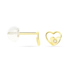Boucles D'oreilles Puces Terentille Coeur Or Jaune Oxyde De Zirconium