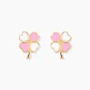 Boucles D'oreilles Puces Trefle Email Or Jaune