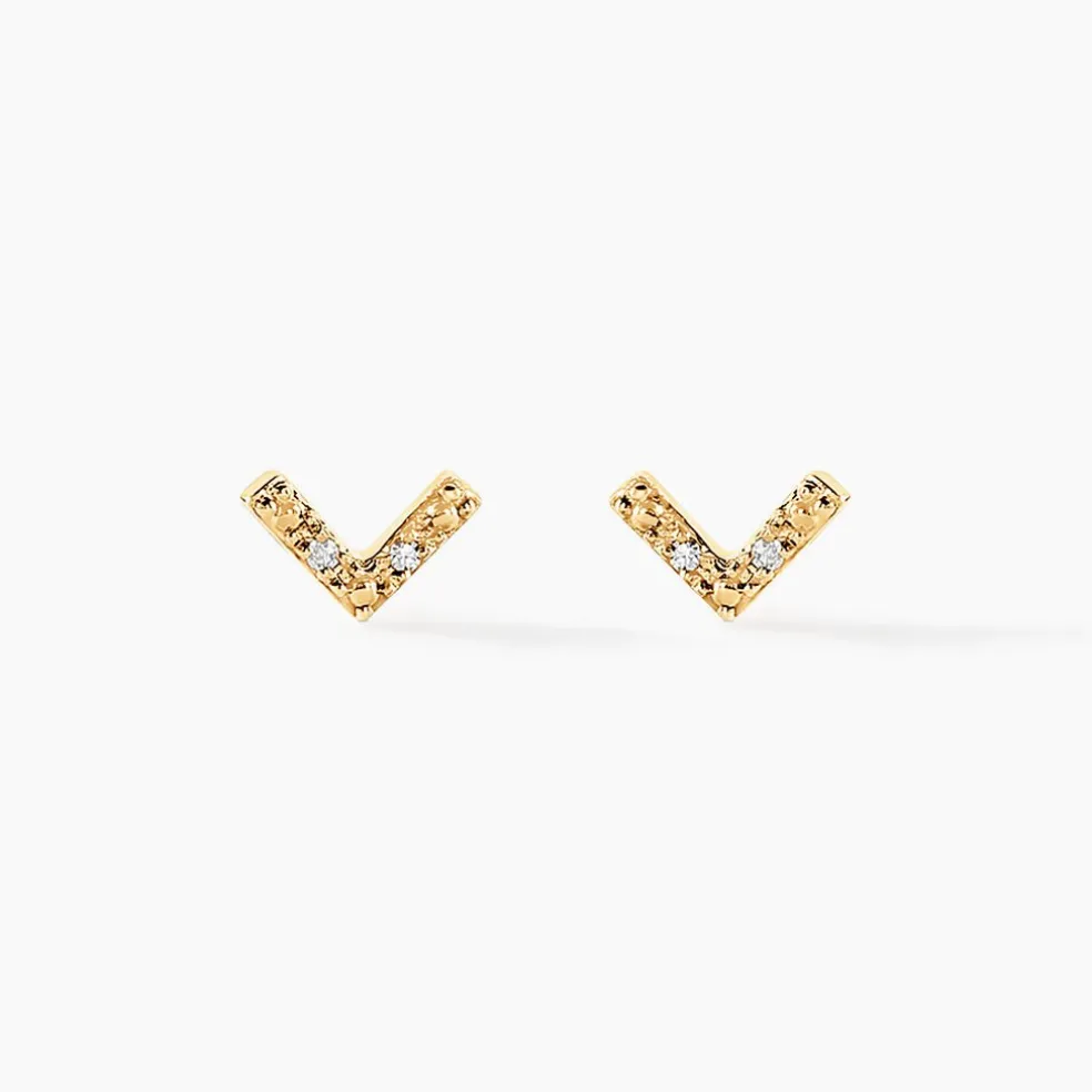 Boucles D'oreilles Puces Undine Or Jaune Diamant