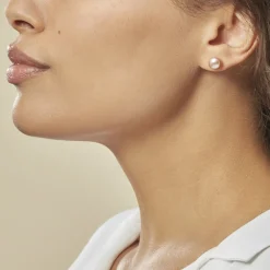 Boucles D'oreilles Puces Ursulina Or Jaune Perle De Culture