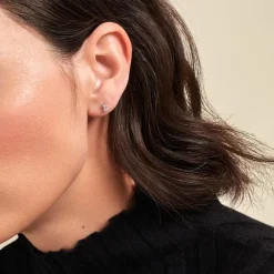 Boucles D'oreilles Puces Udia Argent Blanc Oxyde De Zirconium