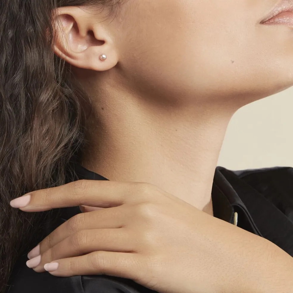 Boucles D'oreilles Puces Ursulina Or Jaune Perle De Culture